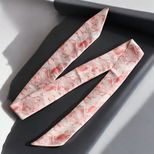 Marble pink print Ribbon Scrunchie