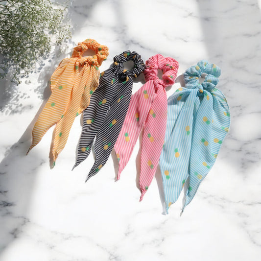Georgette Scarf Scrunchie Pineapple