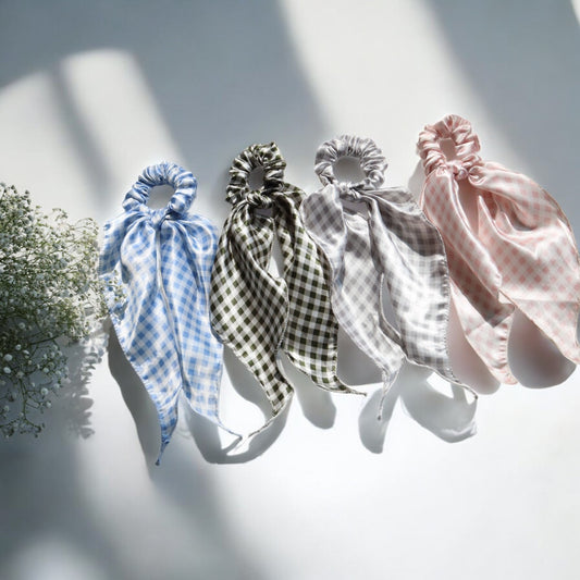 Checks Printed scarf  Scrunchies