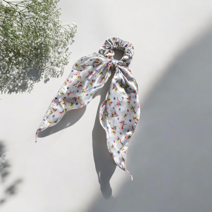 Cartoon-Print Scarf Scrunchie