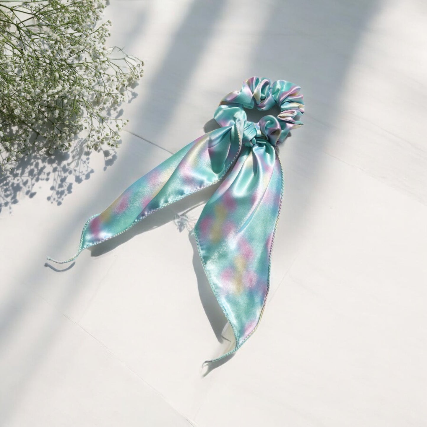 Cartoon-Print Scarf Scrunchie