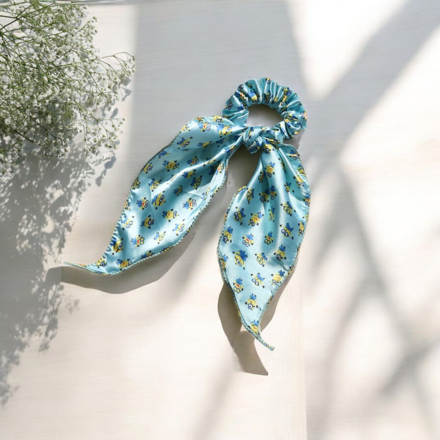 Cartoon-Print Scarf Scrunchie