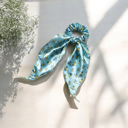 Cartoon-Print Scarf Scrunchie