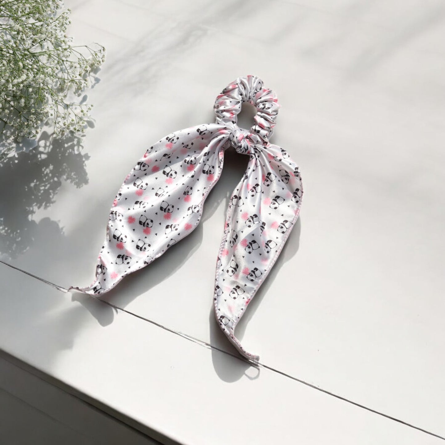 Cartoon-Print Scarf Scrunchie