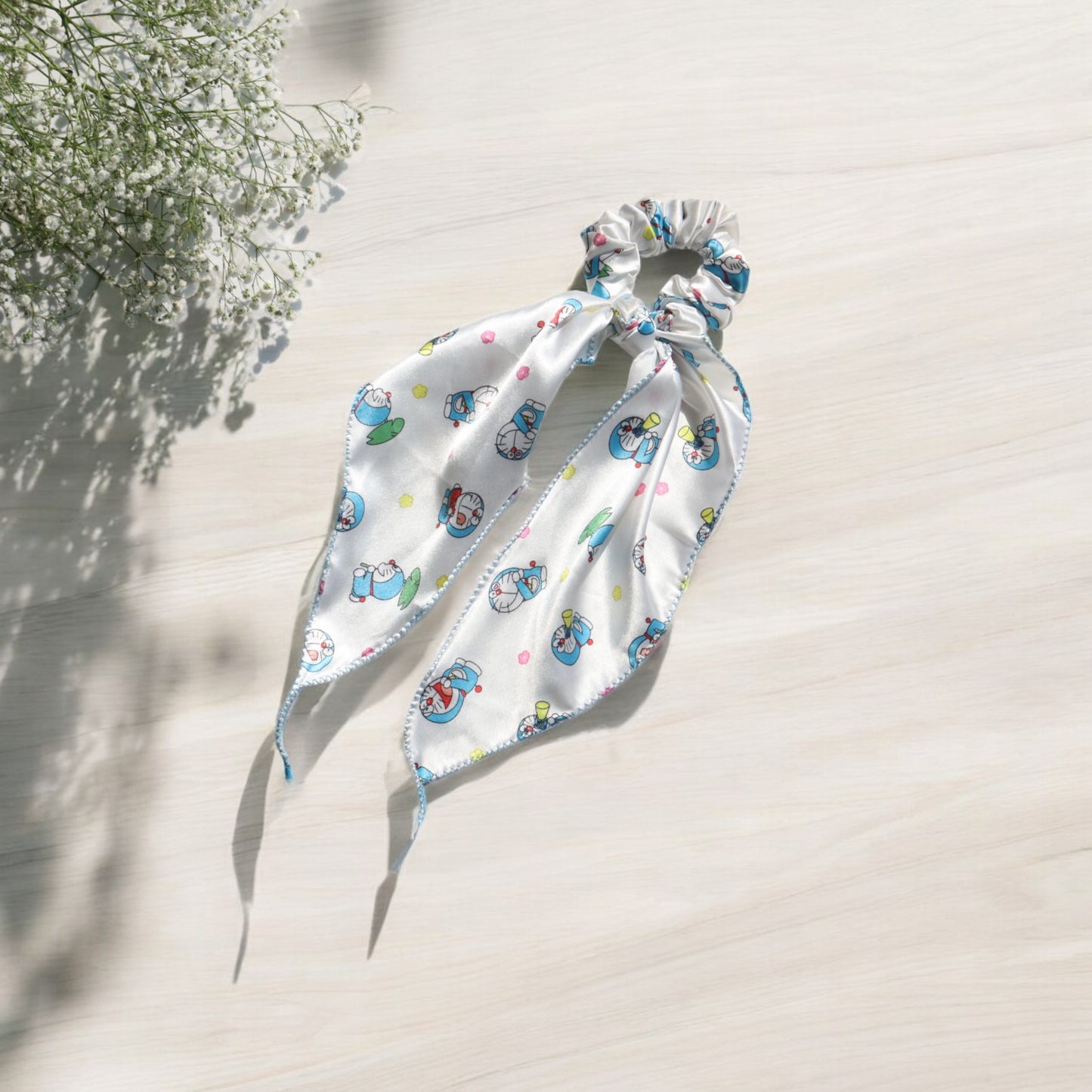 Cartoon-Print Scarf Scrunchie
