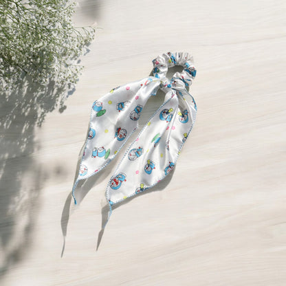 Cartoon-Print Scarf Scrunchie