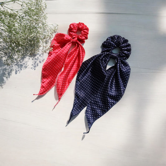 Satin Scarf Scrunchie – Polka Dot