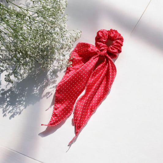 Satin Scarf Scrunchie – Polka Dot