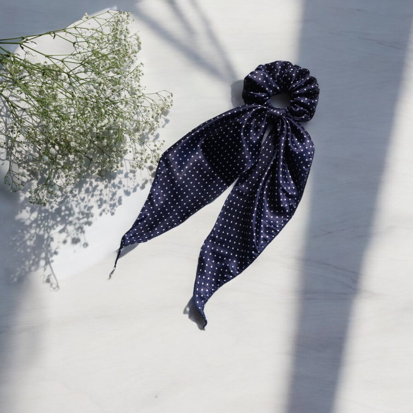 Satin Scarf Scrunchie – Polka Dot