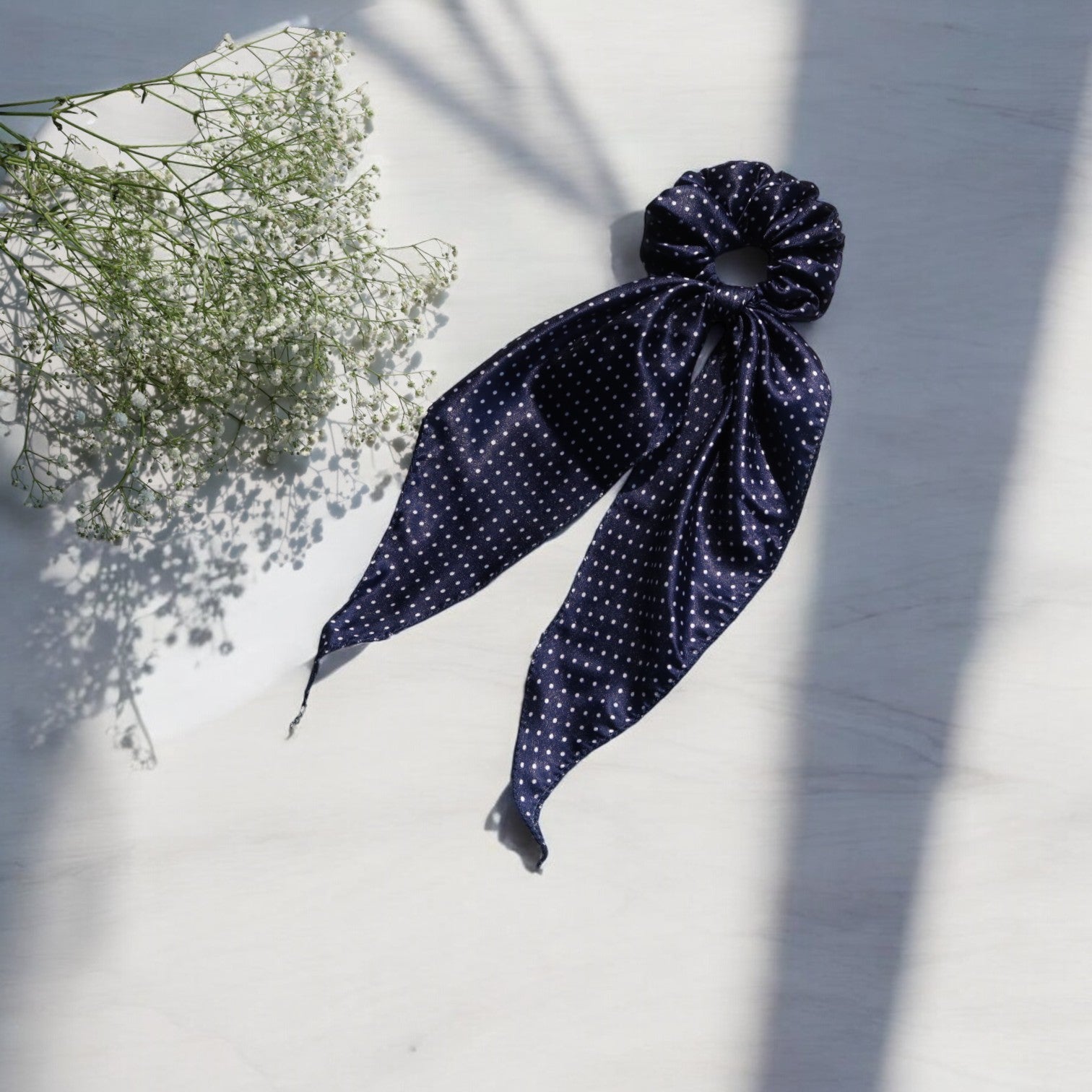 Satin Scarf Scrunchie – Polka Dot
