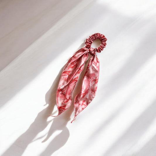 Silk Satin Scarf Scrunchie – Marble Prints
