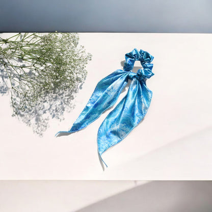 Silk Satin Scarf Scrunchie – Marble Prints