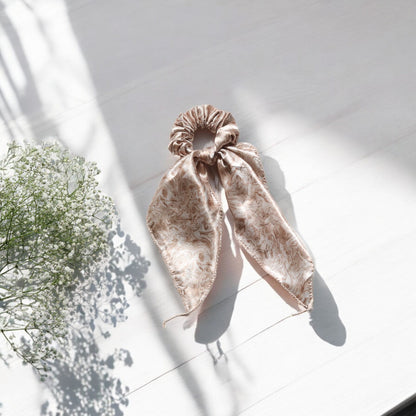 Silk Satin Scarf Scrunchie – Marble Prints