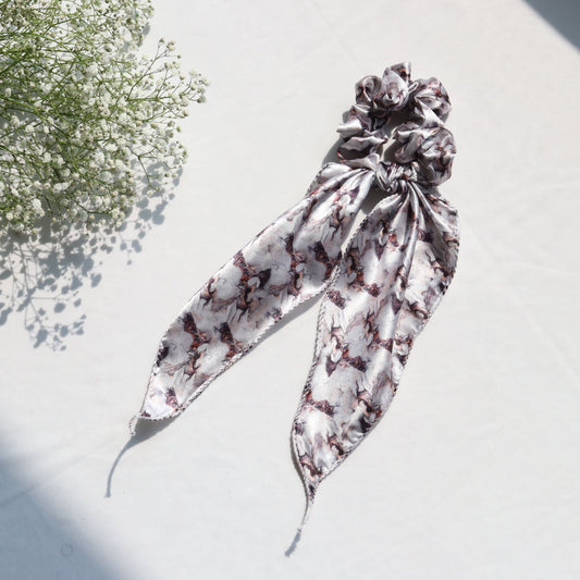 Silk Satin Scarf Scrunchie – Marble