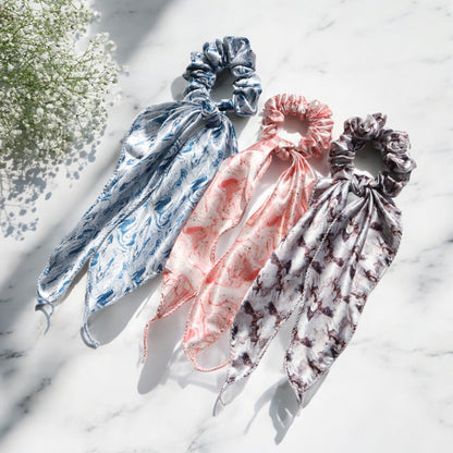 Silk Satin Scarf Scrunchie – Marble