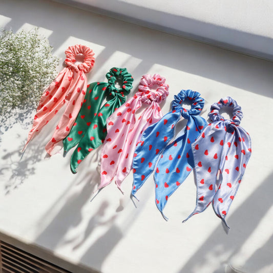 Satin Heart Print scarf Scrunchies