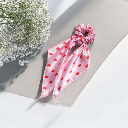 Satin Heart Print scarf Scrunchies