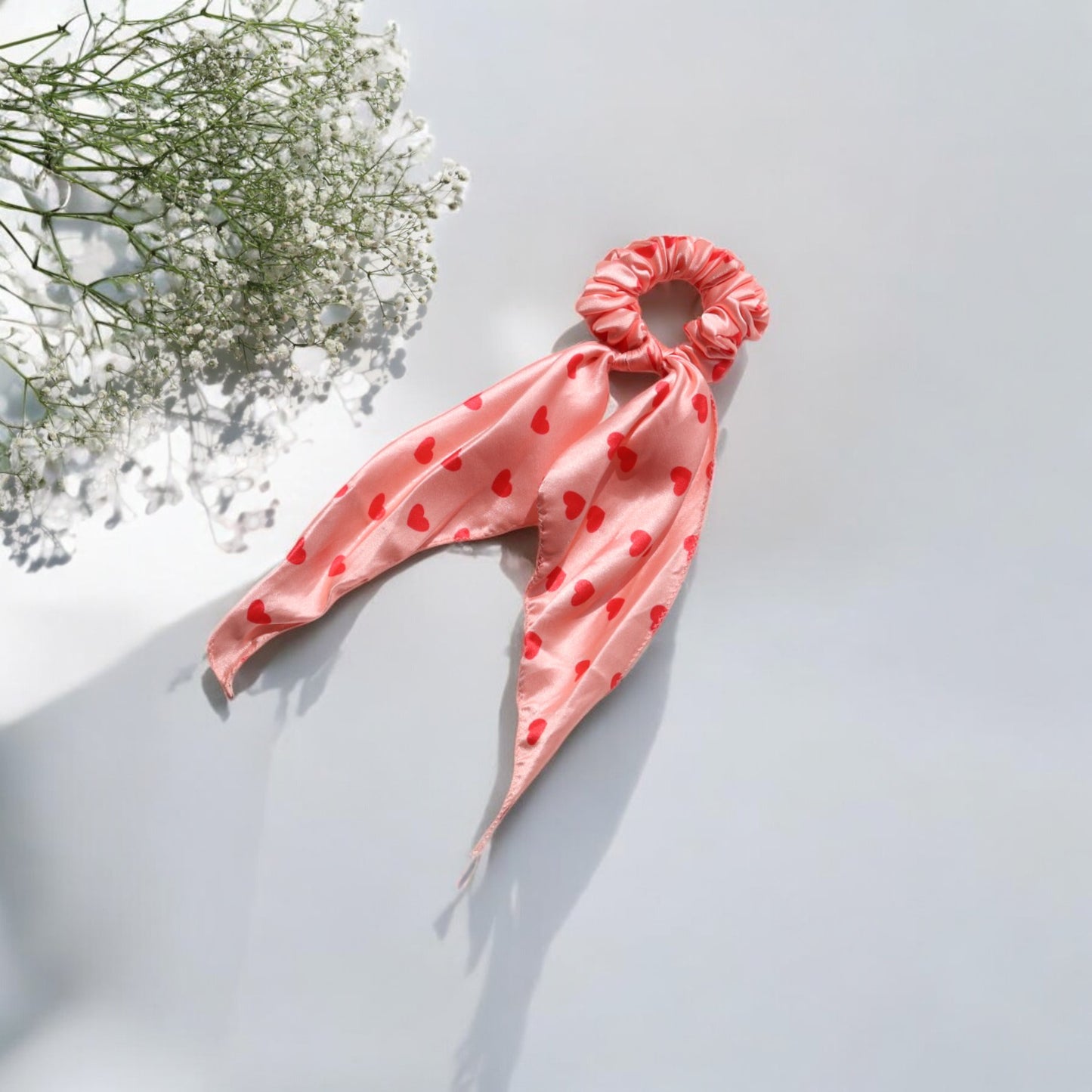 Satin Heart Print scarf Scrunchies