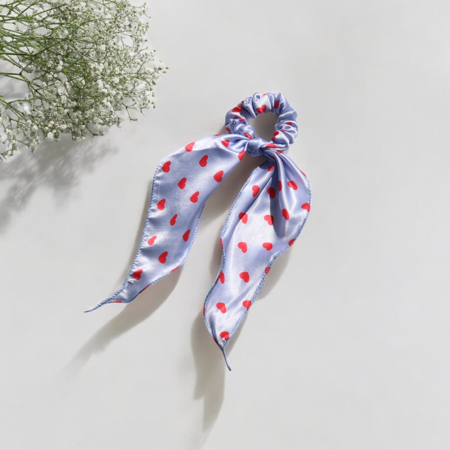 Satin Heart Print scarf Scrunchies