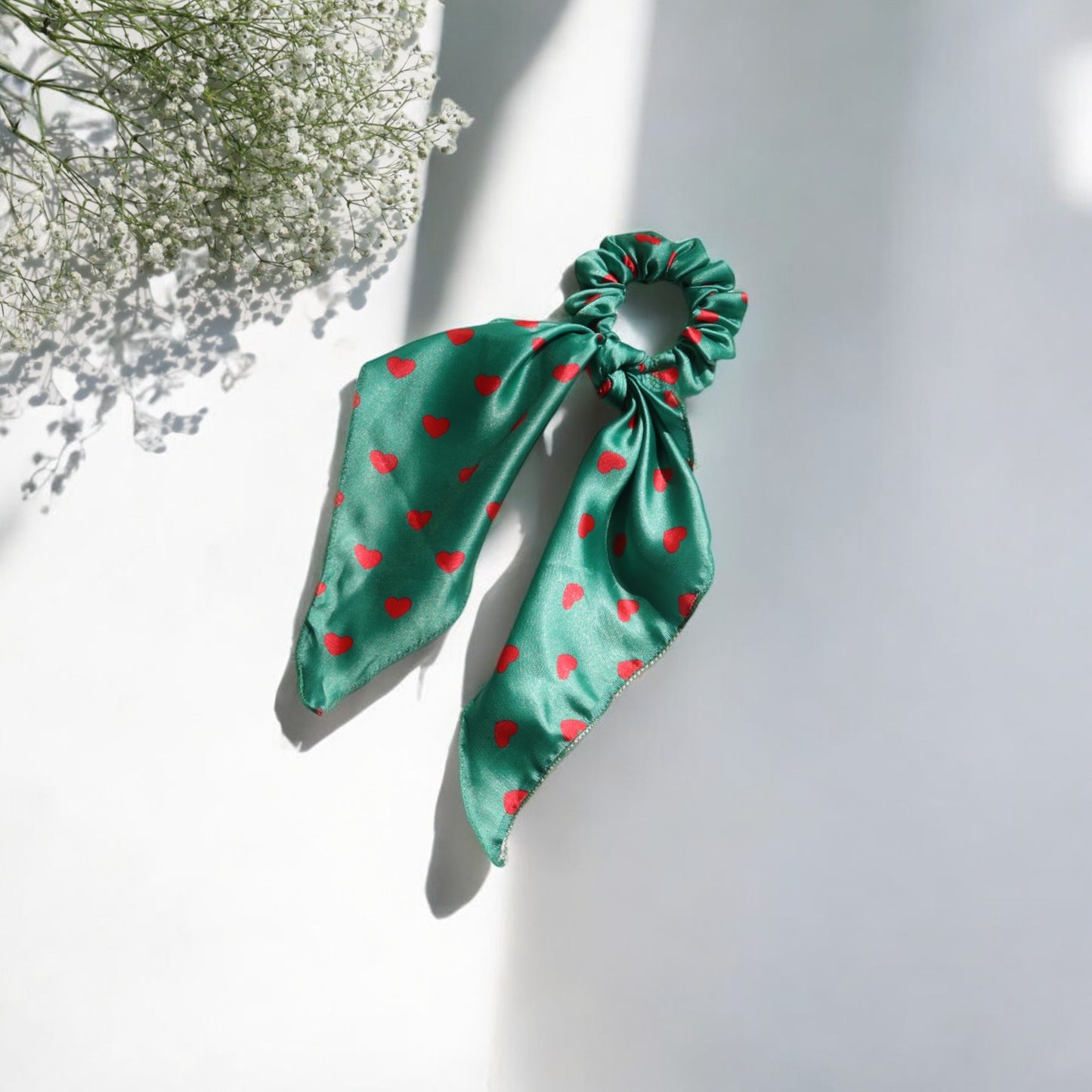 Satin Heart Print scarf Scrunchies