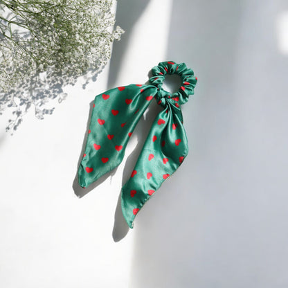 Satin Heart Print scarf Scrunchies