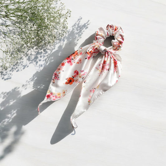 Flower-Print Scarf Scrunchie
