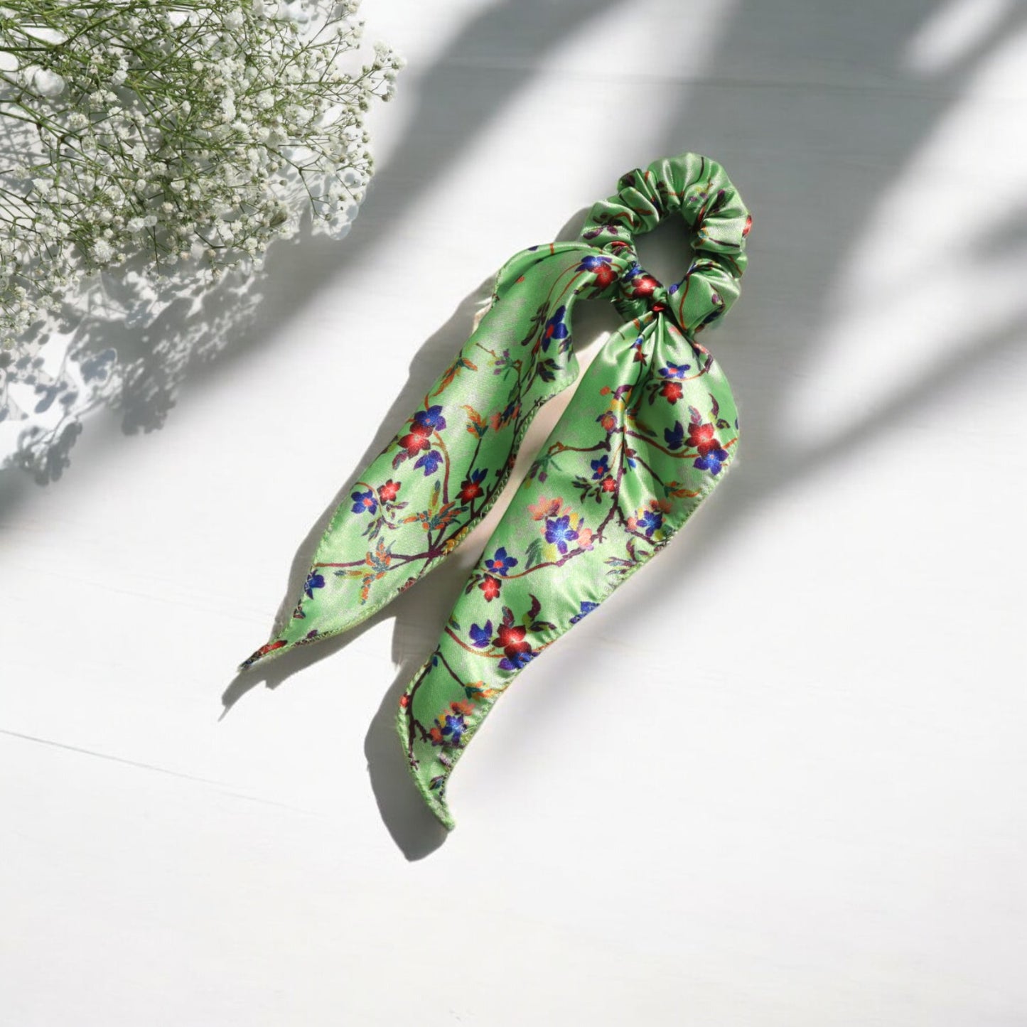 Flower-Print Scarf Scrunchie