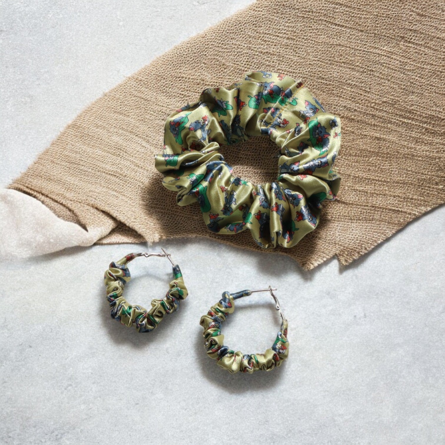 Chase & Cheese Scrunchie Hoop earring set