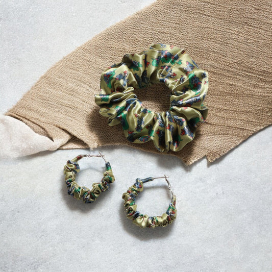 Chase & Cheese Scrunchie Hoop earring set