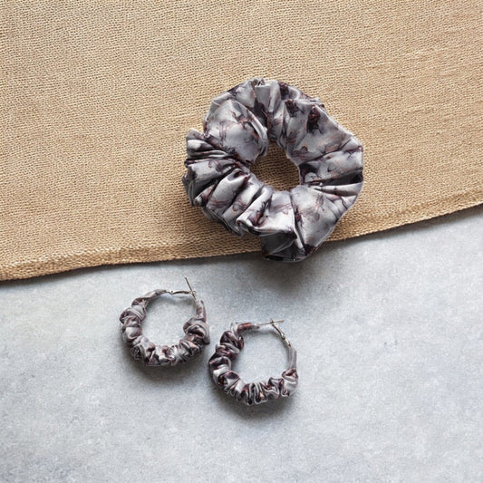 Twilight Arc Scrunchie Hoop earring set