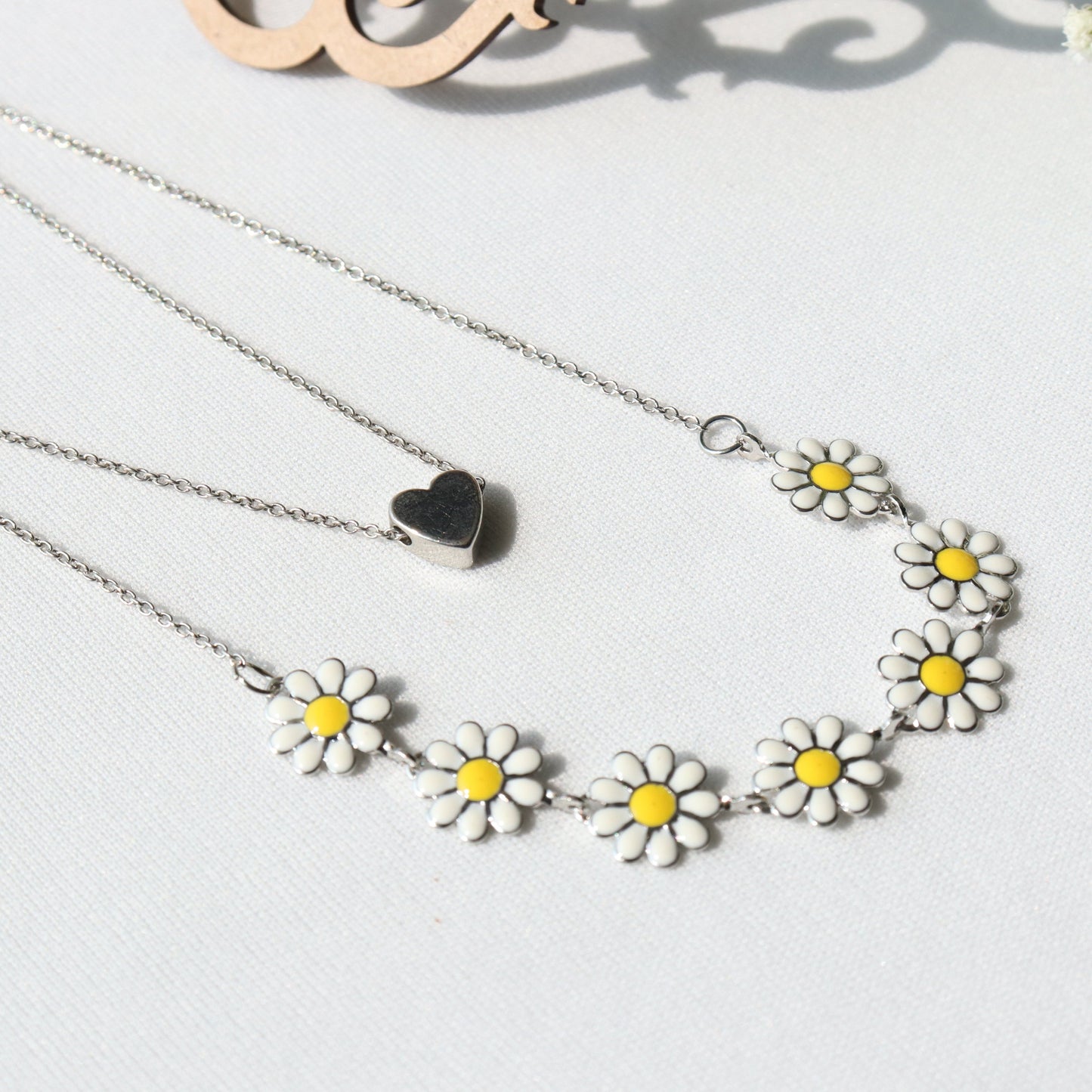 Heart & Daisy Double Necklace