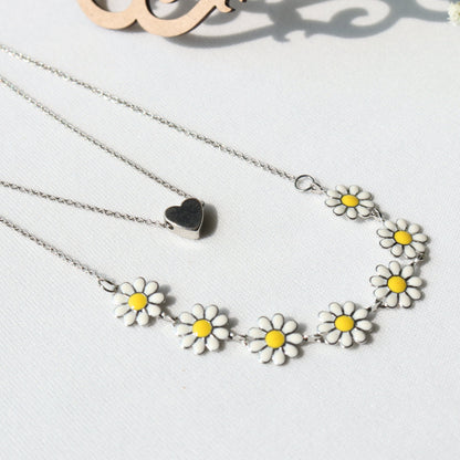 Heart & Daisy Double Necklace
