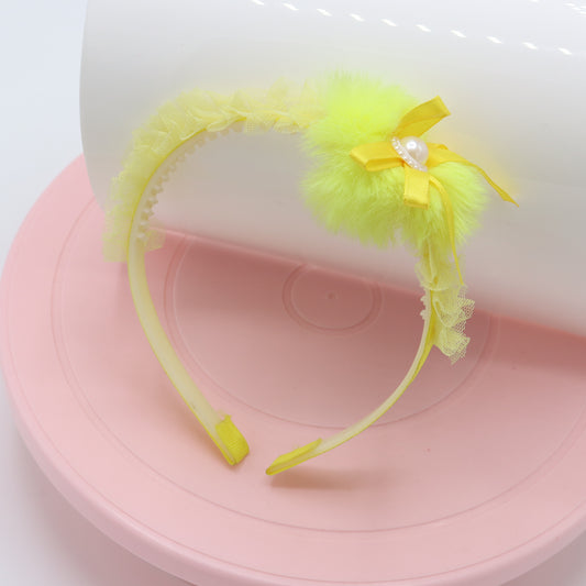 Pearl Ribbon Bloom Baby Headband Yellow