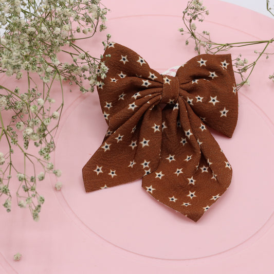 Coffee Shade Ribbon Bow Hair Clip