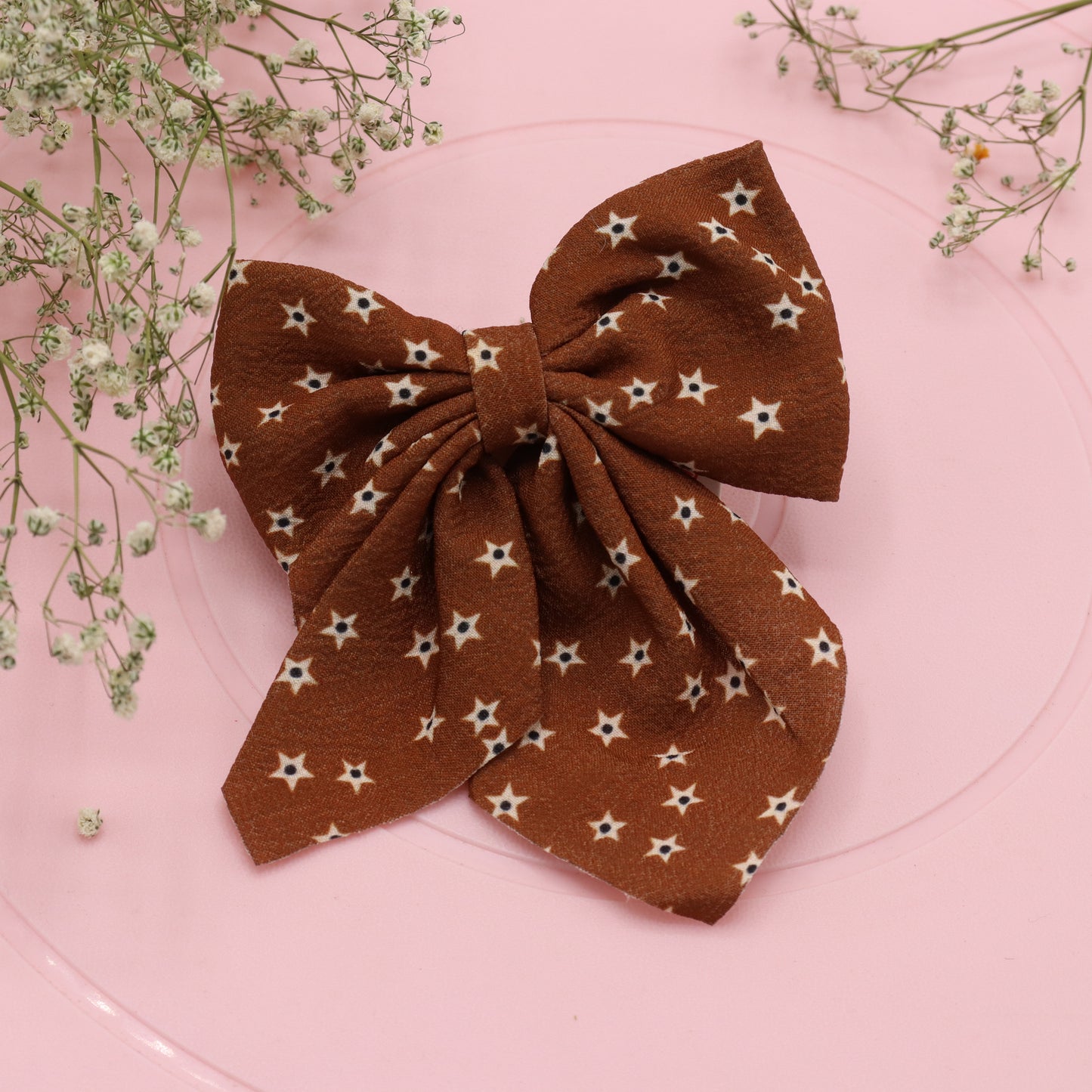 Coffee Shade Ribbon Bow Hair Clip