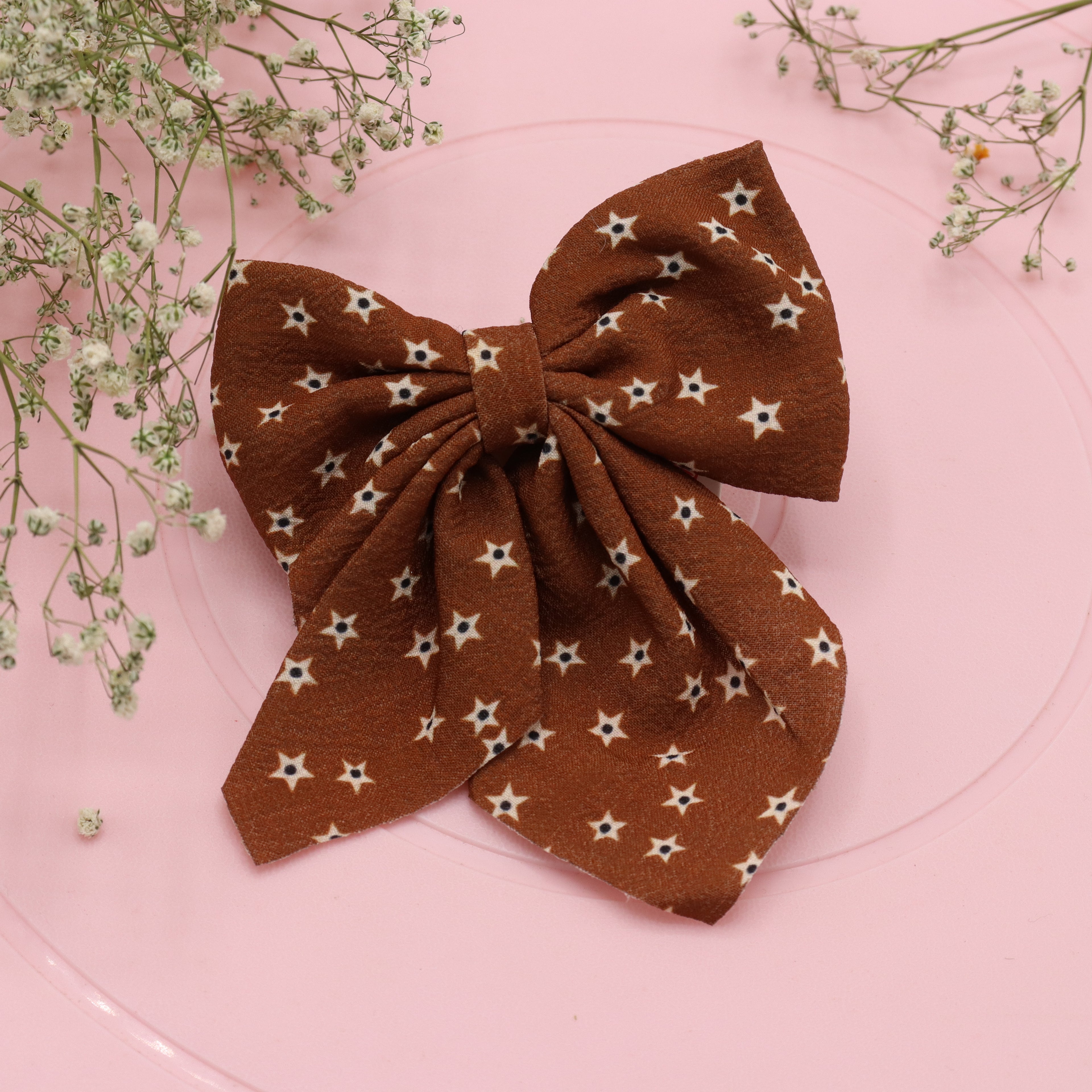 Coffee Shade Ribbon Bow Hair Clip