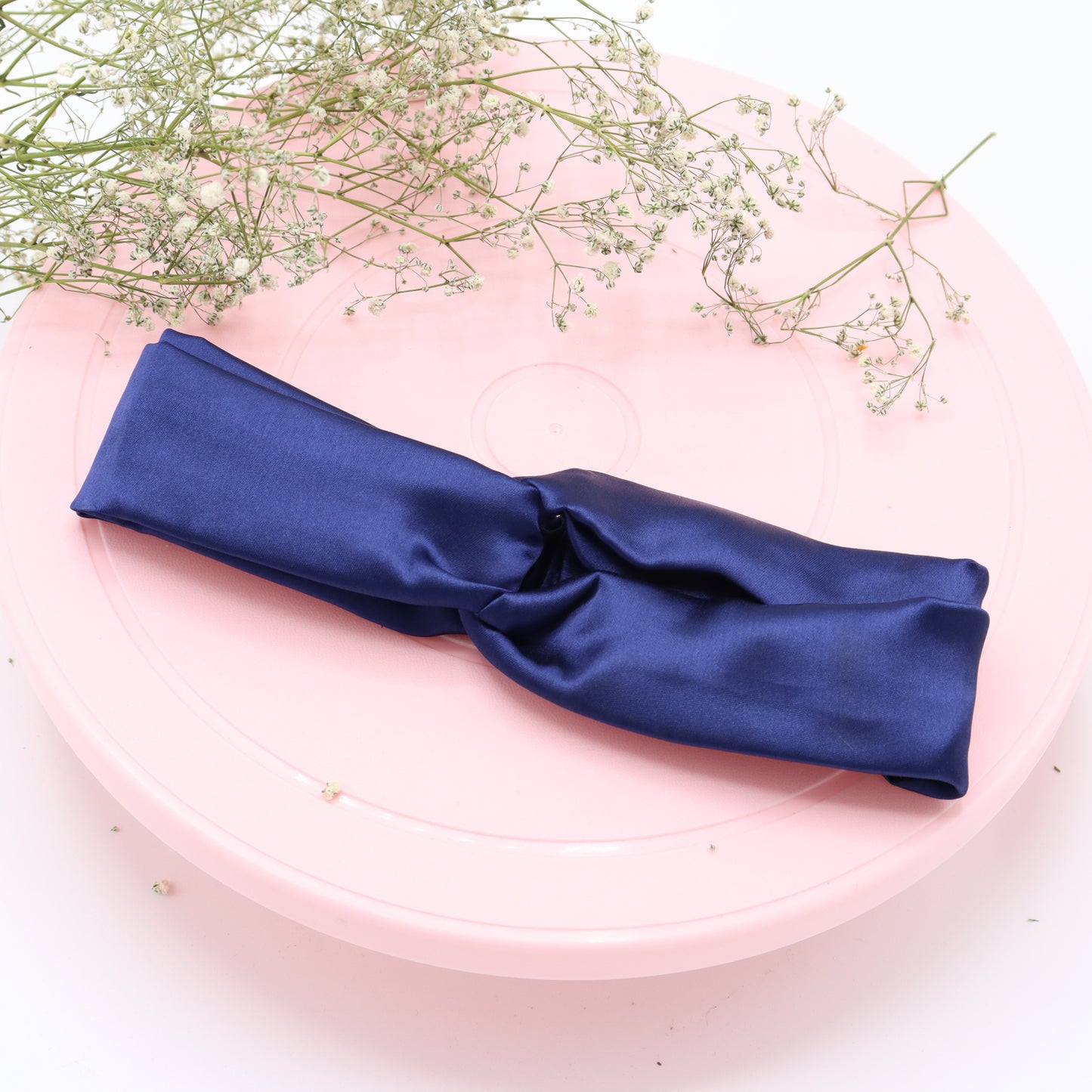 Silk Satin Knot Hairband- Navy Blue