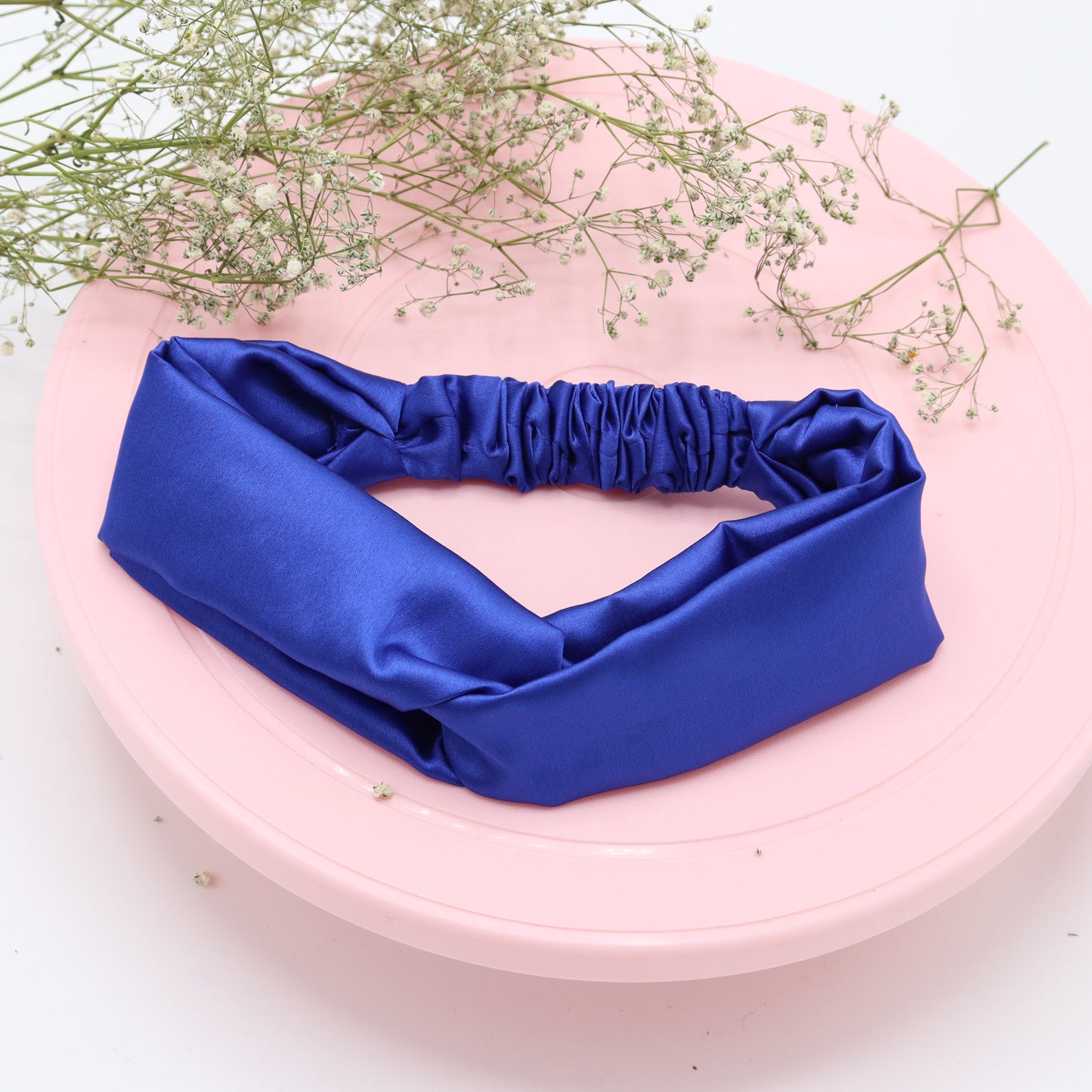 Silk Satin Knot Hairband-Blue
