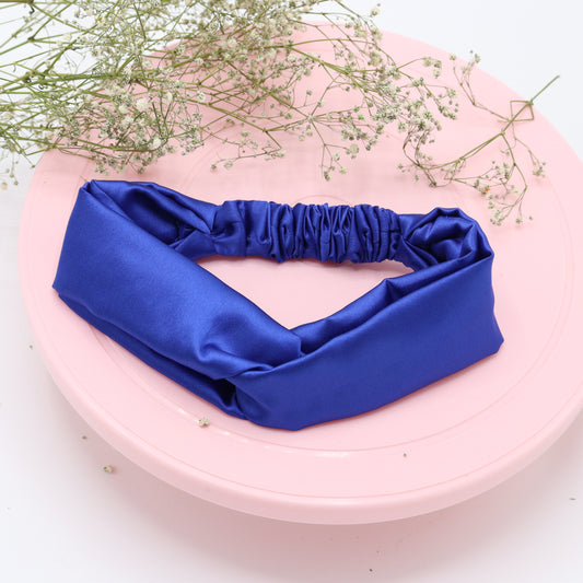 Silk Satin Knot Hairband-Blue
