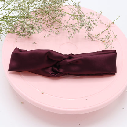Silk Satin Knot Style Hairband Maroon colour in medium size