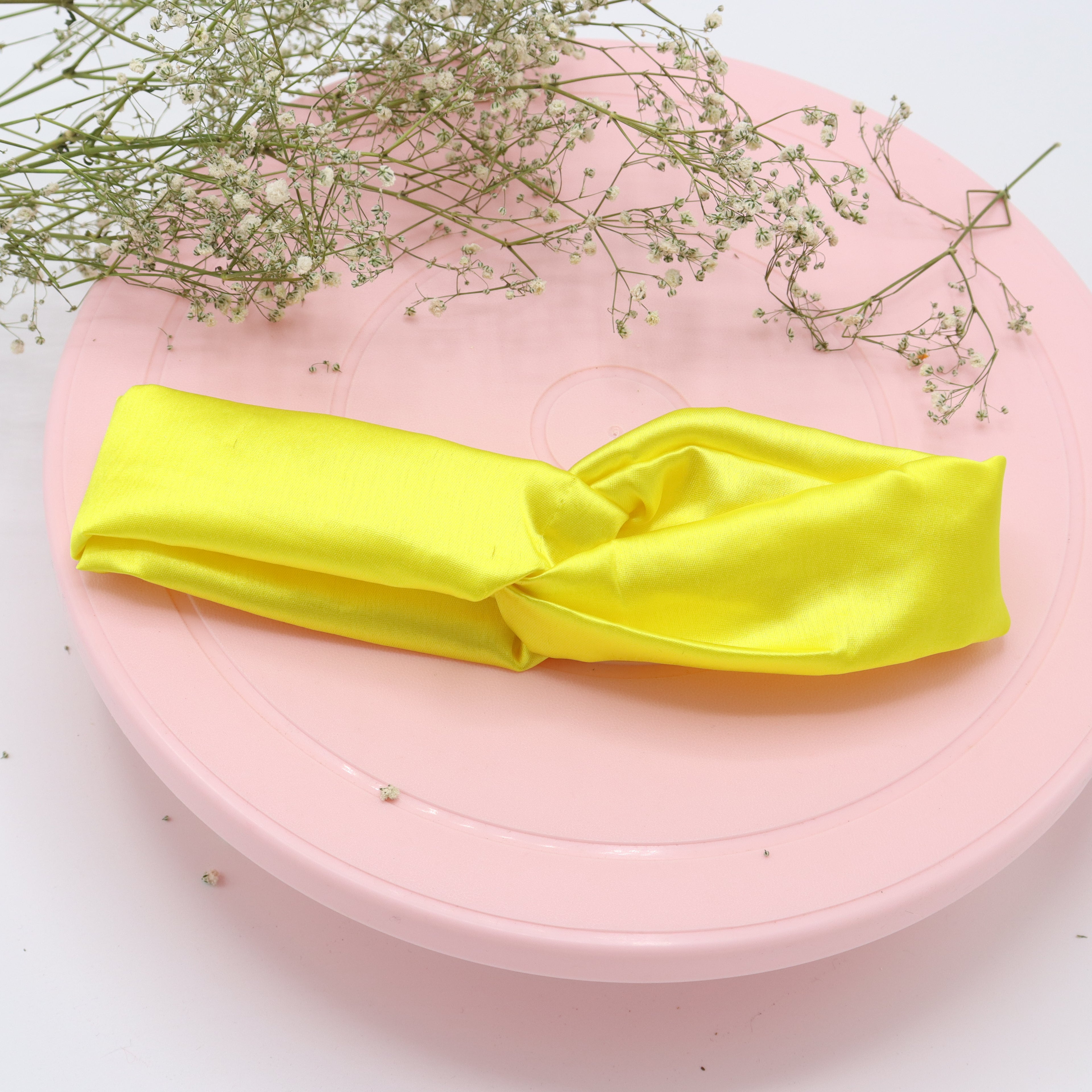 Silk Satin Knot Hairband- Yellow
