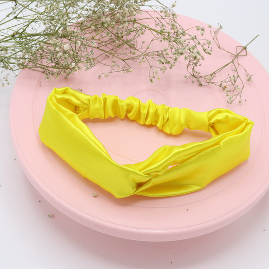 Silk Satin Knot Hairband- Yellow