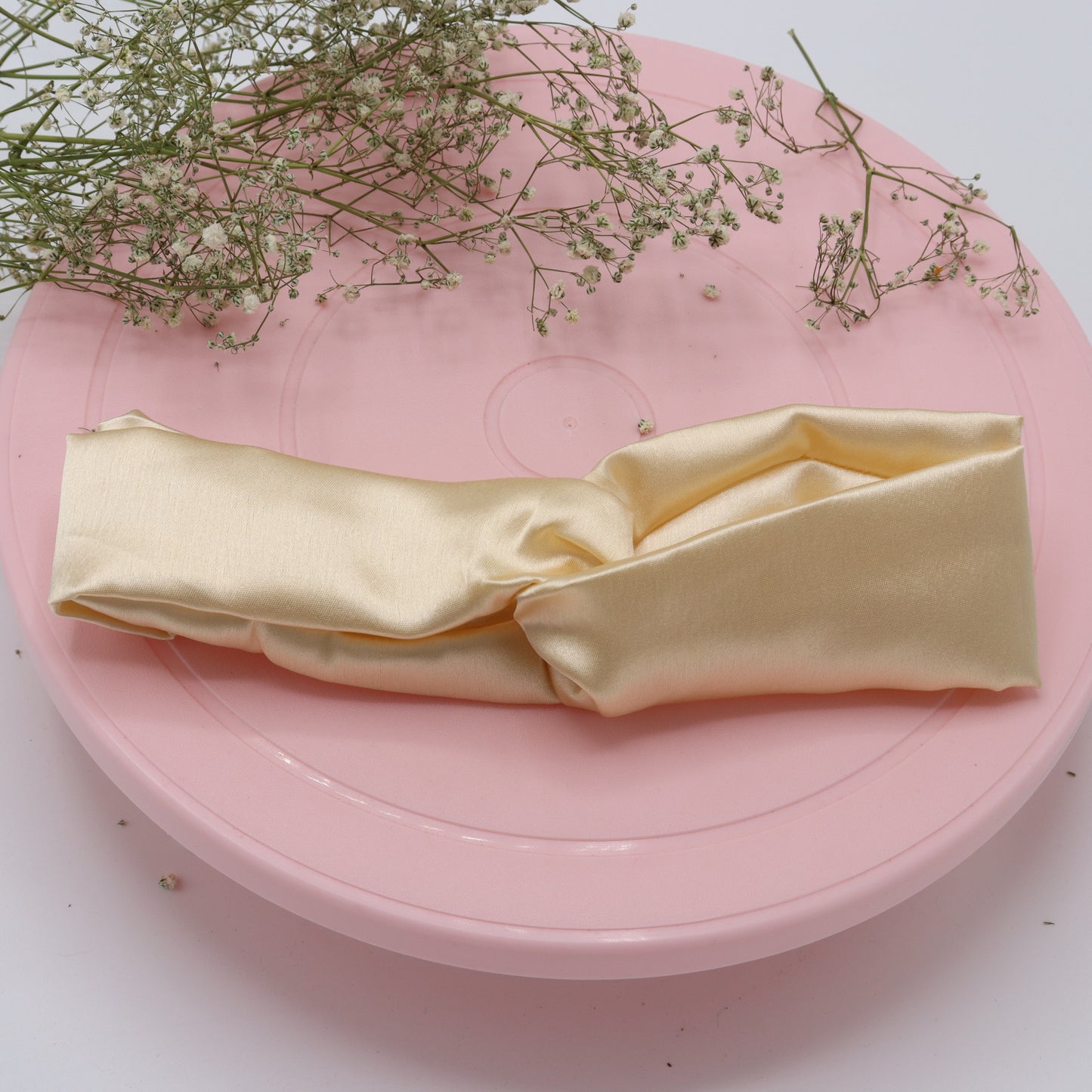 Silk Satin Knot Hairband- Cream