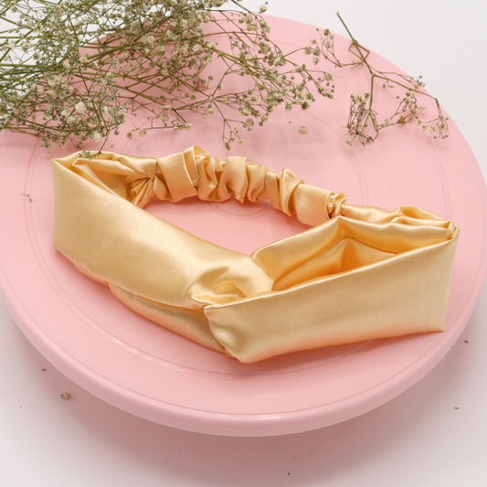 Silk Satin Knot Hairband- Cream