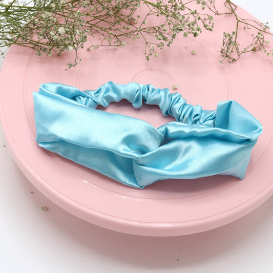 Silk Satin Knot Hairband-Sky Blue