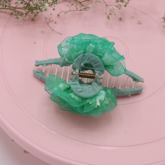 Green Flower Pattern Hair Clutcher