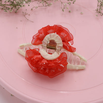 Red Flower Pattern Hair Clutcher