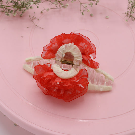 Red Flower Pattern Hair Clutcher