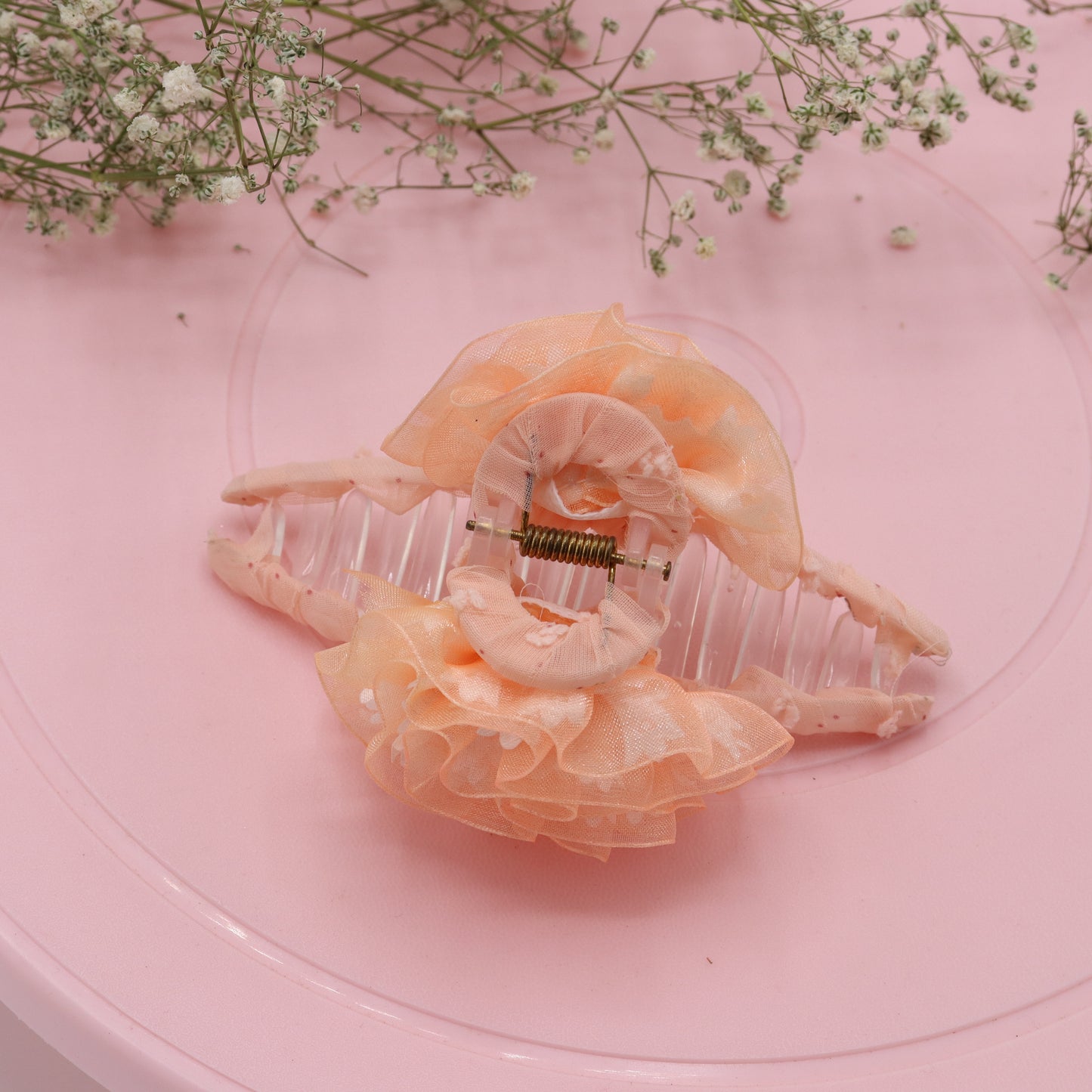 Orange Flower Pattern Hair Clutcher
