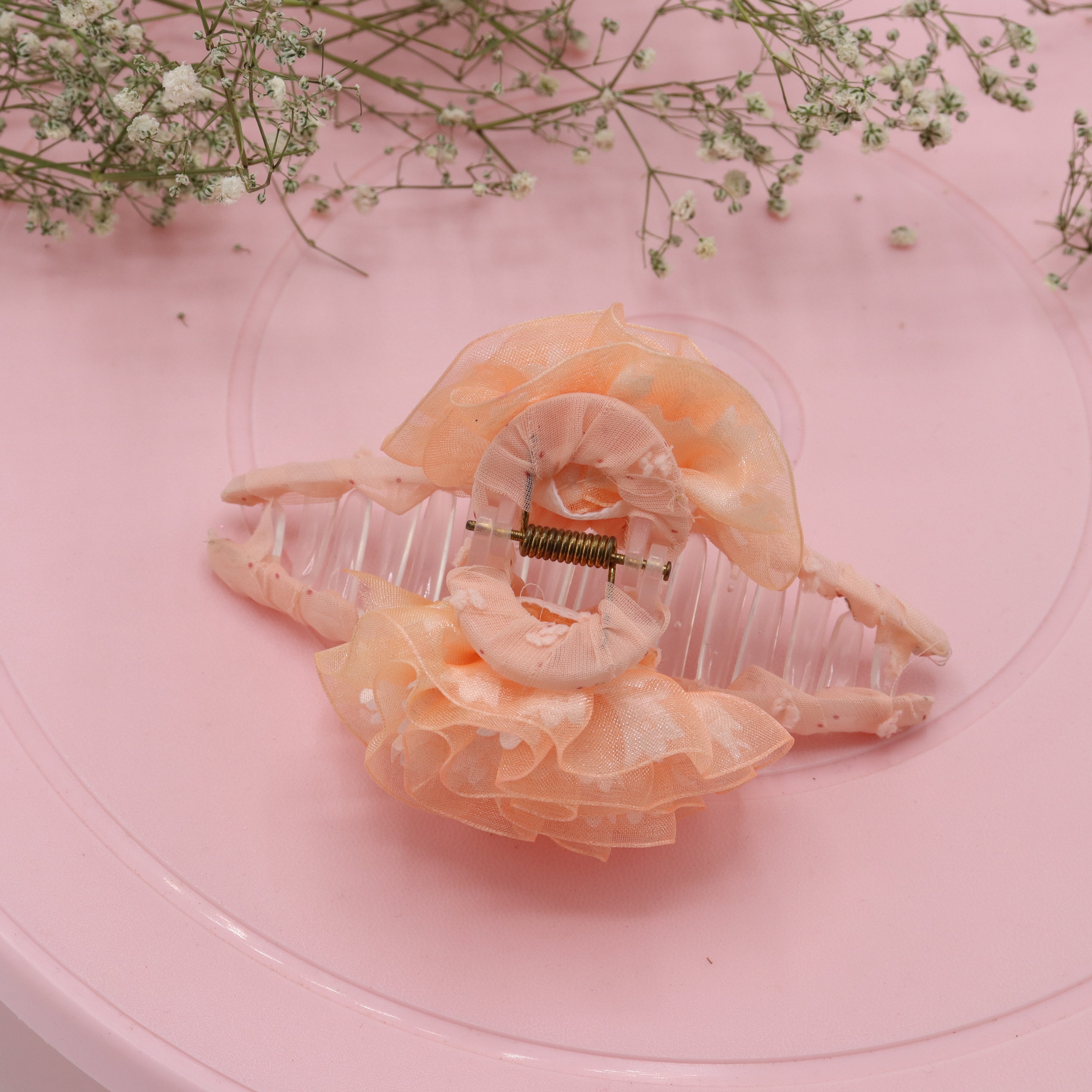 Orange Flower Pattern Hair Clutcher